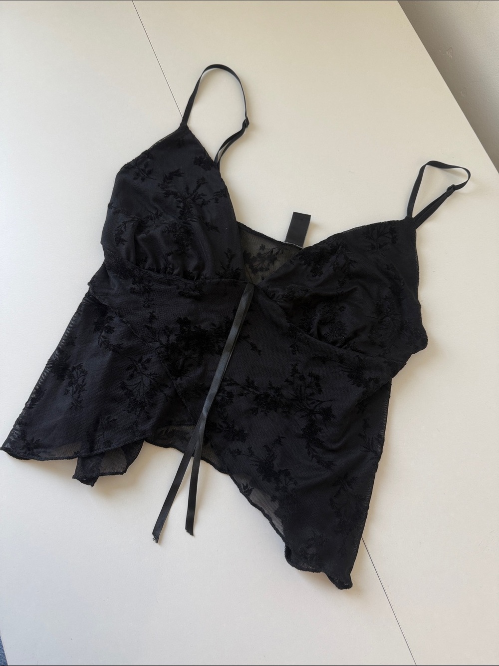 Windsor Black Floral Velvet Appliqué Cami